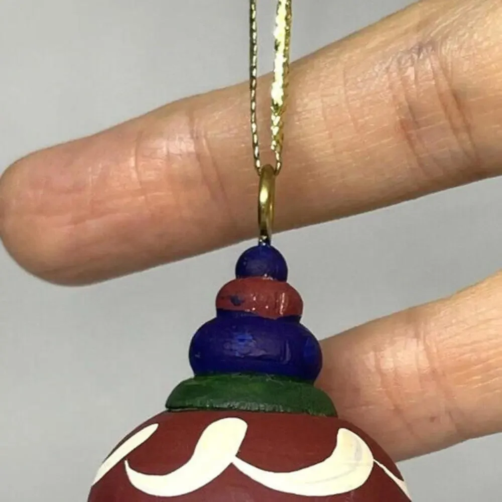 Vintage Hand Painted Wooden Christmas Ornaments LOT of 4‎